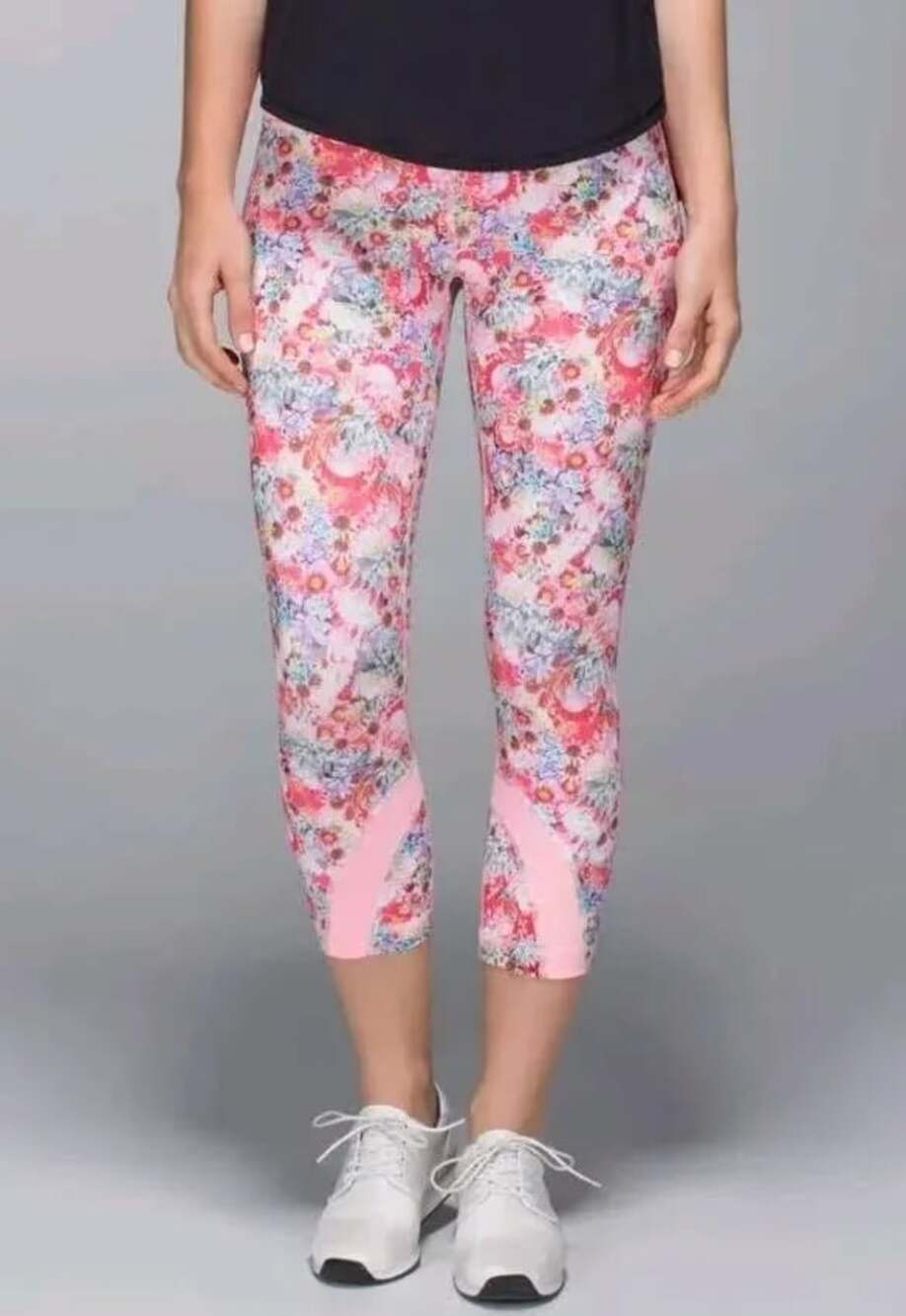 Lululemon Run Inspire Crop II Flowabunga Pink Multi Mesh Size 8